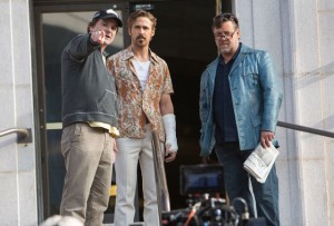From L-R: Writer/Director Shane Black, Ryan Gosling, and Russell Crowe